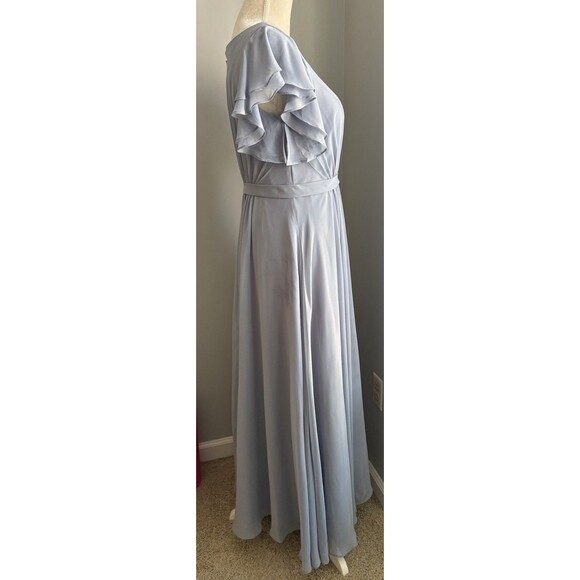 Azazie Daphne A-Line Floor Length Chiffon Dress Custom Size ~A8/A10 Dusty Blue - Picture 13 of 13